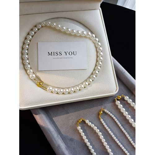 施家澳白色倪妮同款珍珠項鍊女輕奢鎖骨鍊2026新款爆款磁吸釦頸鏈 施家澳白色倪妮同款珍珠項鍊女輕奢鎖骨鍊2026新款爆款磁吸釦頸鏈