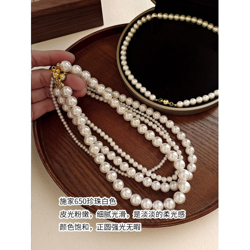 施家澳白色倪妮同款珍珠項鍊女輕奢鎖骨鍊2026新款爆款磁吸釦頸鏈 施家澳白色倪妮同款珍珠項鍊女輕奢鎖骨鍊2026新款爆款磁吸釦頸鏈