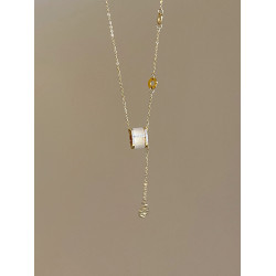 貓眼石小蠻腰項鍊女款2025新款流蘇鎖骨鍊鈦鋼項鍊輕奢小衆首飾品