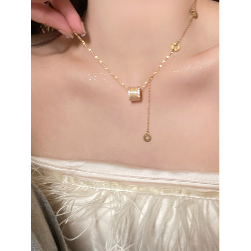 貓眼石小蠻腰項鍊女款2025新款流蘇鎖骨鍊鈦鋼項鍊輕奢小衆首飾品