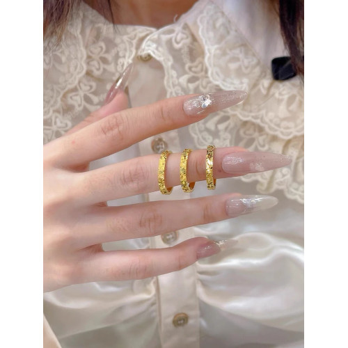 越南沙金鍍金碎碎冰戒指男女情侶對戒碎冰冰滿天星細款指環高級感