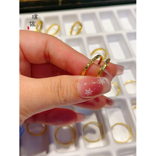 越南沙金鍍金碎碎冰戒指男女情侶對戒碎冰冰滿天星細款指環高級感