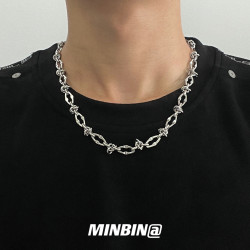 不掉色鈦鋼項鍊男生潮牌基礎款街頭嘻哈小衆高級感鎖骨鍊男士配飾