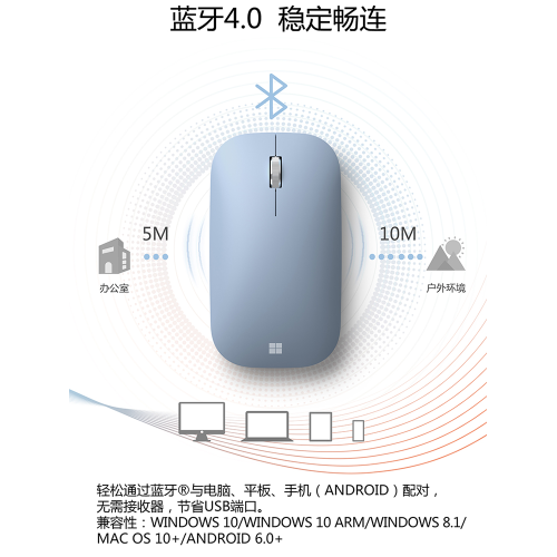 微軟Surface Go Pro34567x89可攜式時尚設計師無線藍牙藍影超薄滑鼠