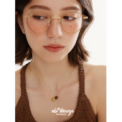 EBFWIND 烏木堅果 法式極簡浪漫幾何虎眼石復古高級感美拉德項鍊