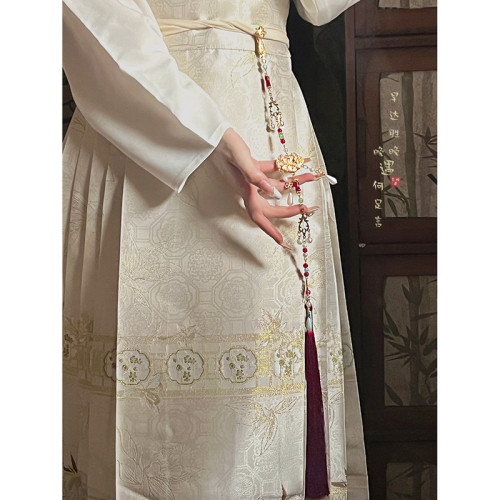 ［海棠］平安鎖長流蘇背雲瓔珞項鍊女款新中式古風壓襟馬面裙配飾