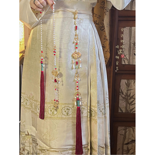 ［海棠］平安鎖長流蘇背雲瓔珞項鍊女款新中式古風壓襟馬面裙配飾