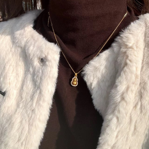 金店同款福祿古法手工葫蘆項鍊吊墜女時來運轉鑲鑽百搭掛墜新年風