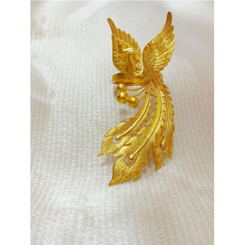 鳳凰開口戒指孔雀活口可調節結訂婚仿真三金拍照婚嫁鳳飛九天戒指