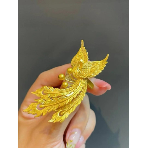 鳳凰開口戒指孔雀活口可調節結訂婚仿真三金拍照婚嫁鳳飛九天戒指