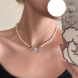 西太後仿珍珠項鍊毛衣鏈女2026新款高級感鎖骨頸鏈輕奢小衆土星配