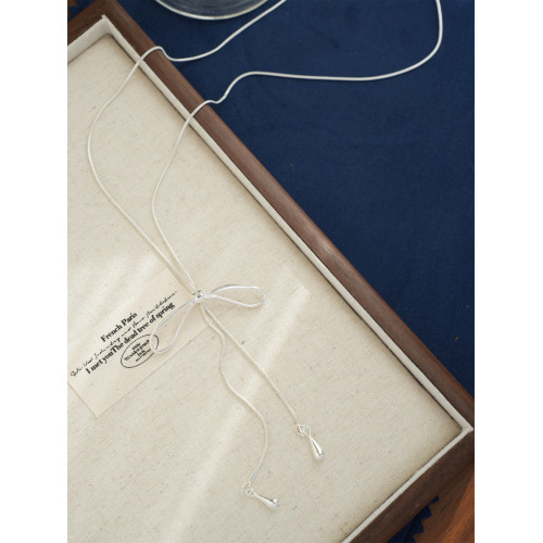 因缺斯汀【私藏心動】銀色蝴蝶結抽拉項鍊女ins風毛衣鏈小衆百搭 因缺斯汀【私藏心動】銀色蝴蝶結抽拉項鍊女ins風毛衣鏈小衆百搭