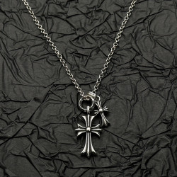 AETEEY十字架項鍊男款女款毛衣鏈高級感飾品吊墜鎖骨鍊曡戴配飾