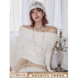 SUMIYAKI 曡戴利器! 原創燃燒破碎珍珠項鍊火焰長款毛衣鏈氛圍感