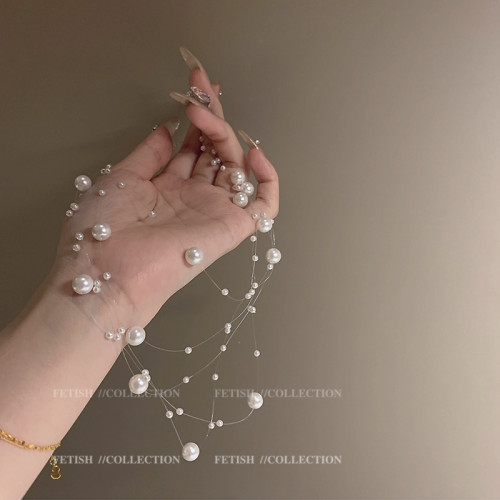 滿天星多層珍珠項鍊女2025新款爆款鎖骨鍊超仙純欲choker頸鏈配飾