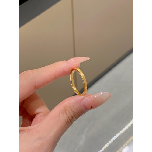 18k金輕奢復古素圈小條戒指極簡百搭大氣洗澡不用摘閉口食指環戒