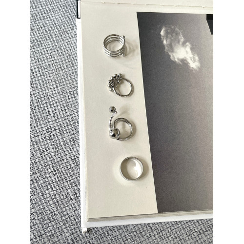 設計感金屬曡戴四件套戒指冷淡風質感珠珠ins戒指環時髦氣質百搭