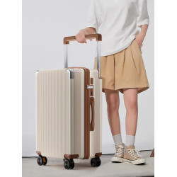 撞色行李箱高顔值寬拉桿旅行箱女24寸刹車減震輪學生拉桿密碼箱子