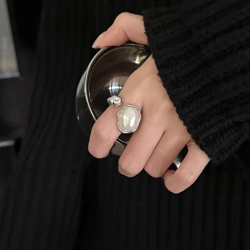 巴洛克珍珠戒指女小衆設計輕奢高級感開口食指戒2026新款復古指環