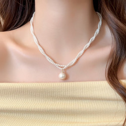 法式雙層麻花珍珠項鍊女款2026新款高級感輕奢小衆毛衣鏈頸鏈配飾