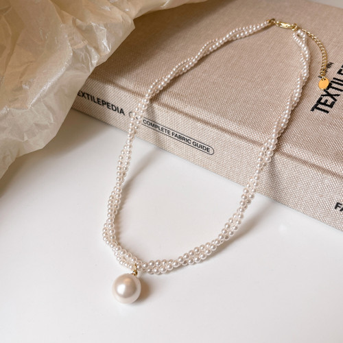 法式雙層麻花珍珠項鍊女款2026新款高級感輕奢小衆毛衣鏈頸鏈配飾