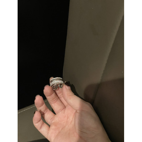 NOIR別針寶石珍珠戒指 雙層纏繞開口重工設計小衆不褪色