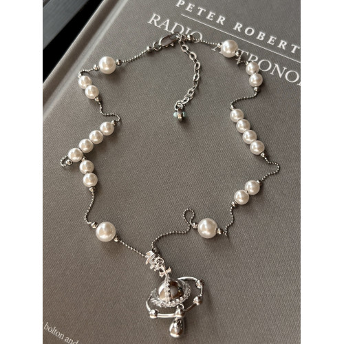 施家土星星球滿天珍珠星項鍊女輕奢小衆設計師復古氣質鎖骨鍊頸鏈