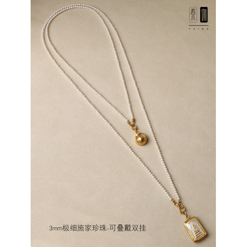 泰國彿牌鏈子施家珍珠項鍊女唐卡鎖骨鍊吸錢星配鏈泰國彿系牌鏈子