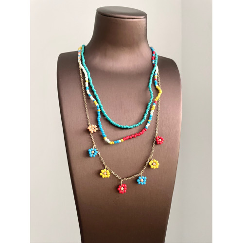 Vintage古著 Bohemian handmade flower beads項鍊 Vintage古著 Bohemian handmade flower beads項鍊