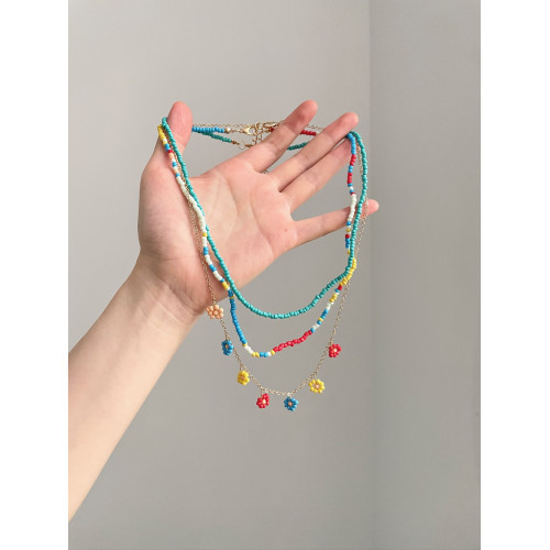Vintage古著 Bohemian handmade flower beads項鍊 Vintage古著 Bohemian handmade flower beads項鍊