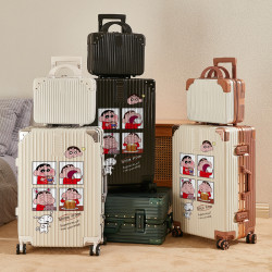 新款行李箱女潮流卡通塗鴉子母旅行密碼箱加厚結實耐用拉桿箱男