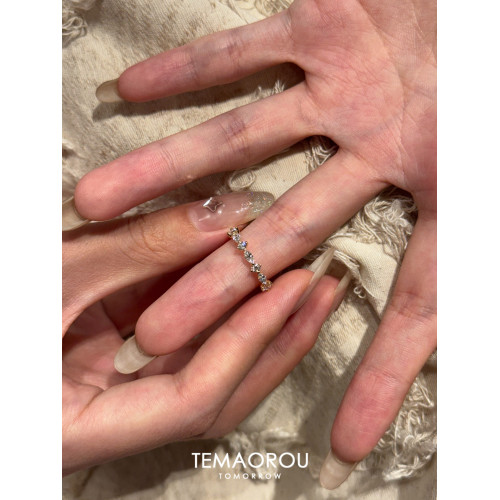 【星光】極細款閃鑽金色排戒小衆設計高級感戒指女指環不掉色開口