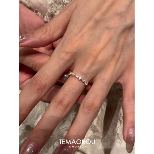 【星光】極細款閃鑽金色排戒小衆設計高級感戒指女指環不掉色開口