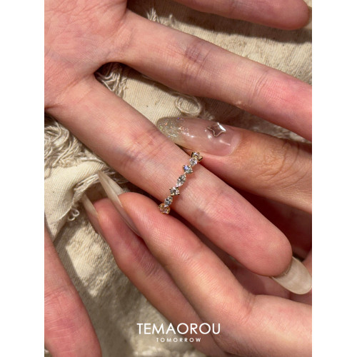 【星光】極細款閃鑽金色排戒小衆設計高級感戒指女指環不掉色開口