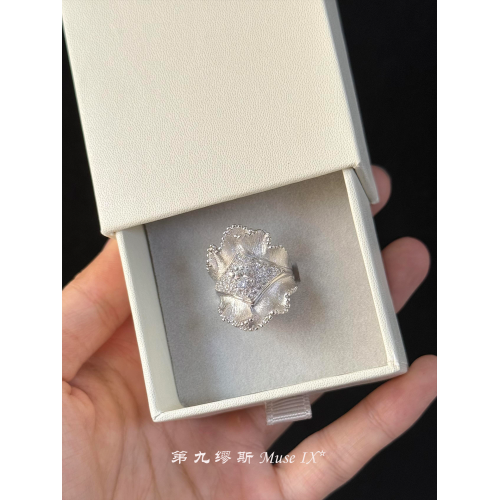 【第九繆斯】重工拉絲綢緞裙邊碎鑽戒指女小衆設計輕奢高級感指環