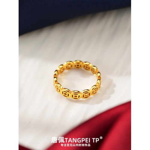 銅錢戒指配飾女款2025春新款素圈戒指旺財偏財精緻輕奢氣質簡約