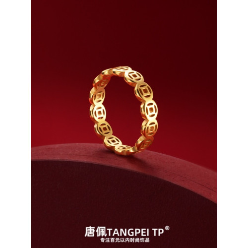 銅錢戒指配飾女款2025春新款素圈戒指旺財偏財精緻輕奢氣質簡約