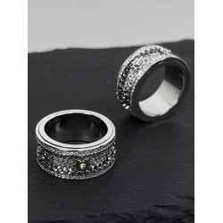 滿天星時來運轉齒輪戒指女款小衆設計感嘻哈轉動解壓轉運情侶對戒