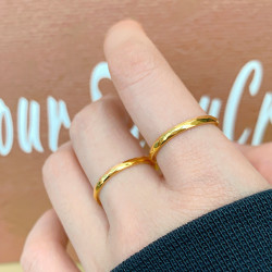金色素圈戒指女輕奢高級感不掉色鈦鋼素戒2025新款爆款裝飾指環細