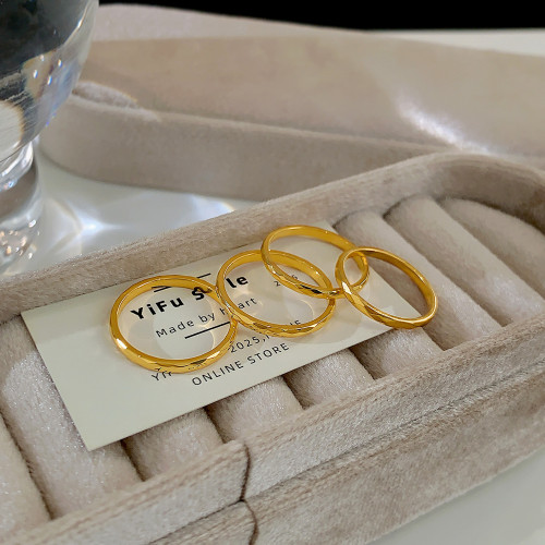 金色素圈戒指女輕奢高級感不掉色鈦鋼素戒2025新款爆款裝飾指環細