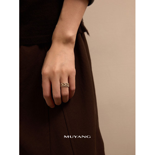 慕陽MUYANG戒指女款2025新款高級感小衆精緻吟縷食指戒秋冬配飾