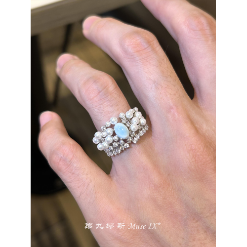 【第九繆斯】中古虎眼石珍珠閃鑽戒指老錢風輕奢高級感小衆食指戒