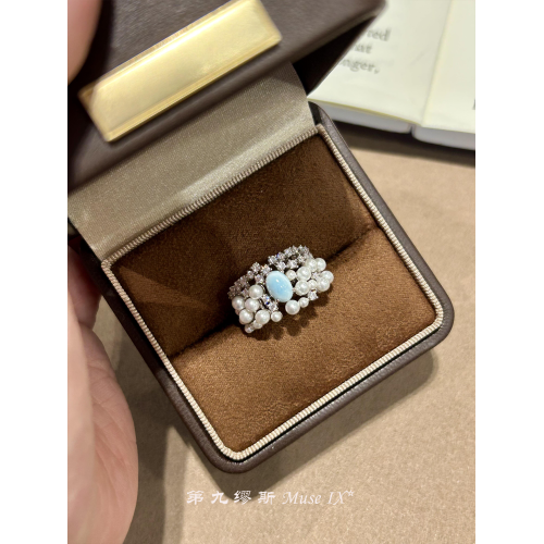 【第九繆斯】中古虎眼石珍珠閃鑽戒指老錢風輕奢高級感小衆食指戒