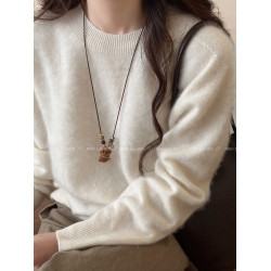 復古小馬串珠吊墜抽拉項鍊女生2026新款小衆高級感衛衣毛衣鏈配飾