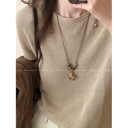 復古小馬串珠吊墜抽拉項鍊女生2026新款小衆高級感衛衣毛衣鏈配飾