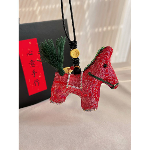 新款國潮真絲香雲紗馬上有錢中式非遺宋錦手工配飾小掛件項鍊生肖