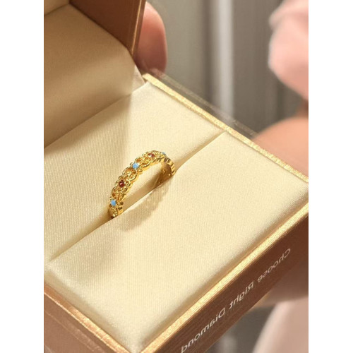 古法琺瑯彩開口戒指女款輕奢不掉色百搭食指環2026新款小衆設計感