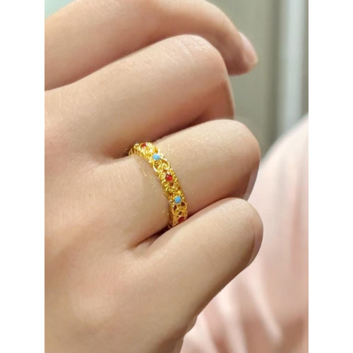 古法琺瑯彩開口戒指女款輕奢不掉色百搭食指環2026新款小衆設計感