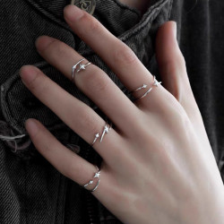 【NEKONEKO】鋯石戒指ins高級感冷淡風開口食指戒指環尾戒原創