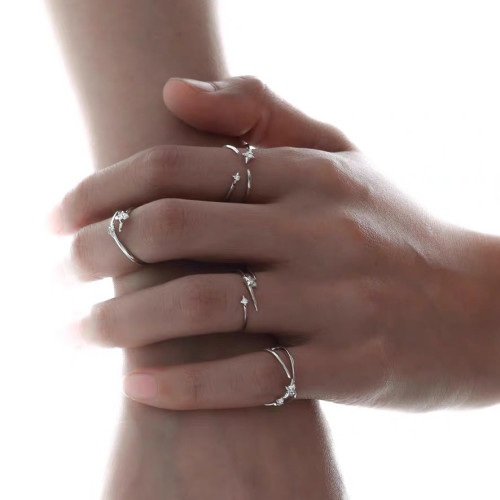 【NEKONEKO】鋯石戒指ins高級感冷淡風開口食指戒指環尾戒原創